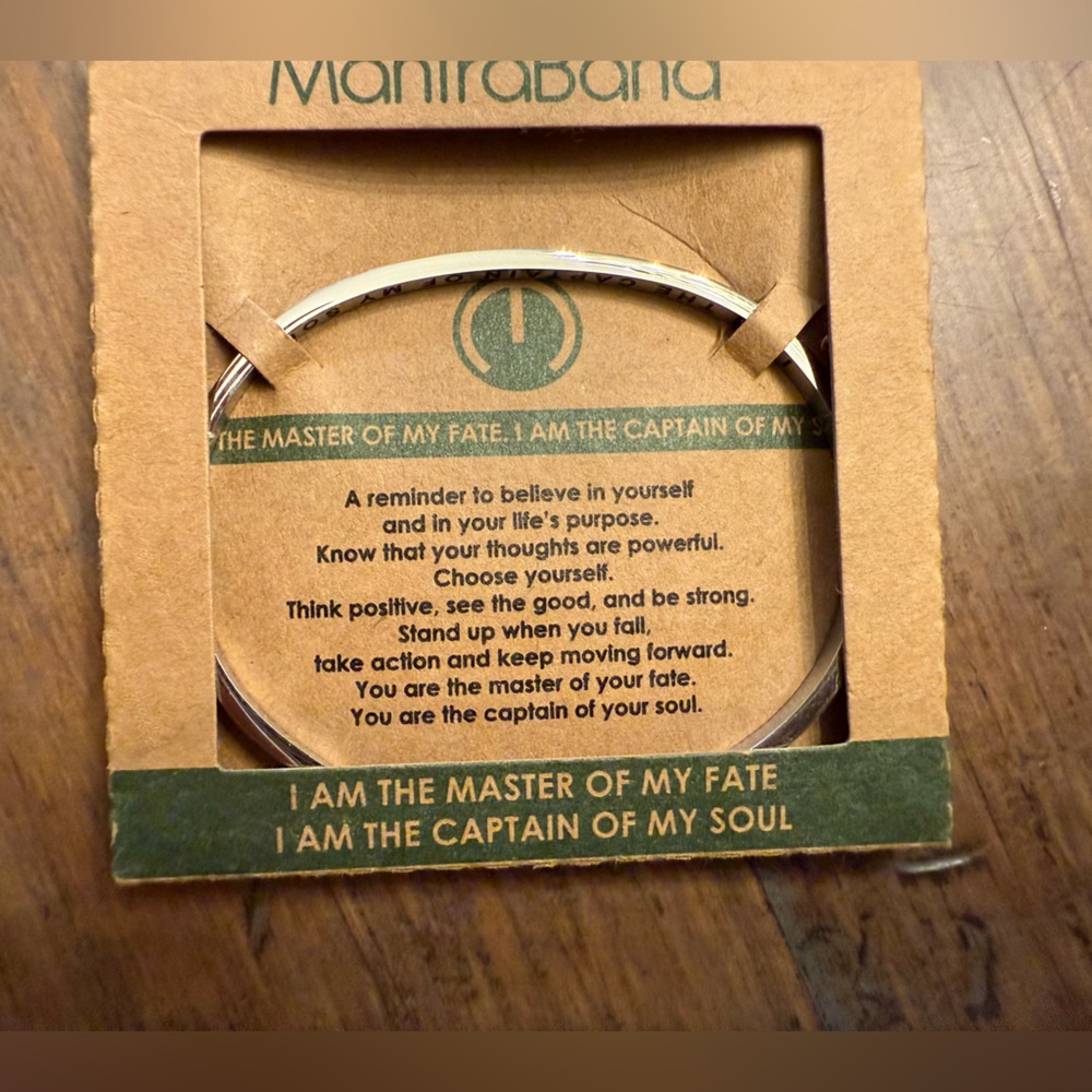 Mantraband stainless steel adjustable bracelet “I Am The Master of My Fate” NWOT